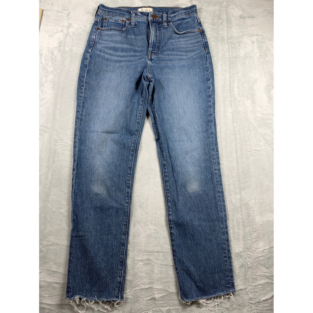 Madewell Perfect Vintage Jeans Women 29 Decatur Wash High Rise Raw Hem Straight